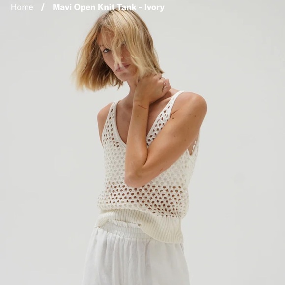 NWOT Zara Open Knit V-Neck Tank in White Size L - Picture 10 of 11